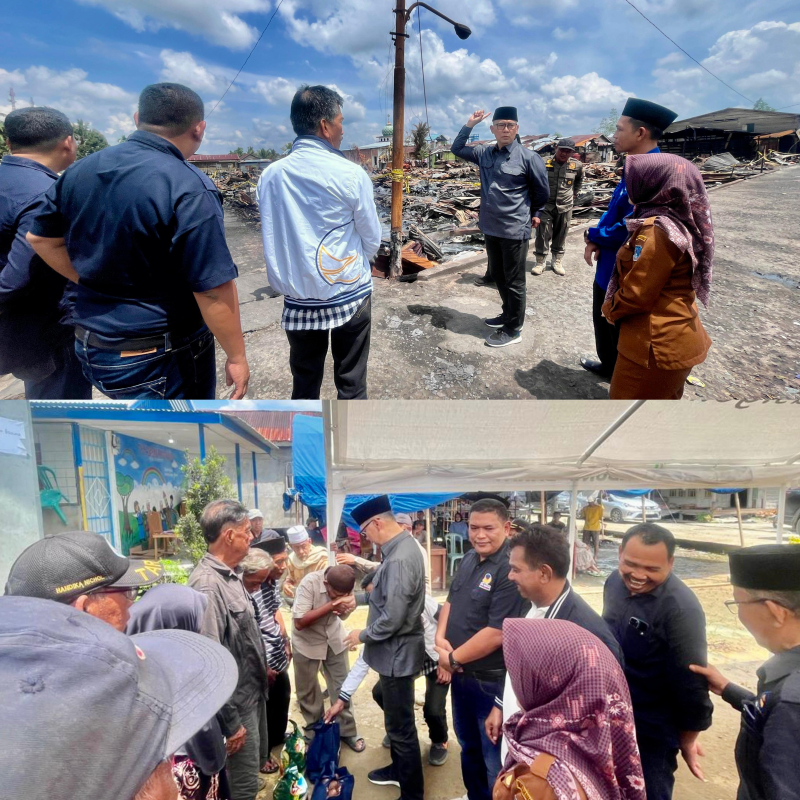 Tumirin Anggota DPRD Tanjab Barat Dampingi Syarif Fasha Berikan Bantuan Kebakaran di Teluk Nilau