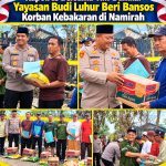 Tergerak Dengan Sosial Kemanusiaan Kapolres didampingi Kapolsek KSKP Bersama Tim Damkar Yayasan Budi Luhur Berikan Bansos Kepada Korban Kebakaran Di Lorong Namirah